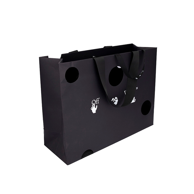 حقيبة ورقة ملابس مخصصة حقيبة تسوق أسود بالجملة