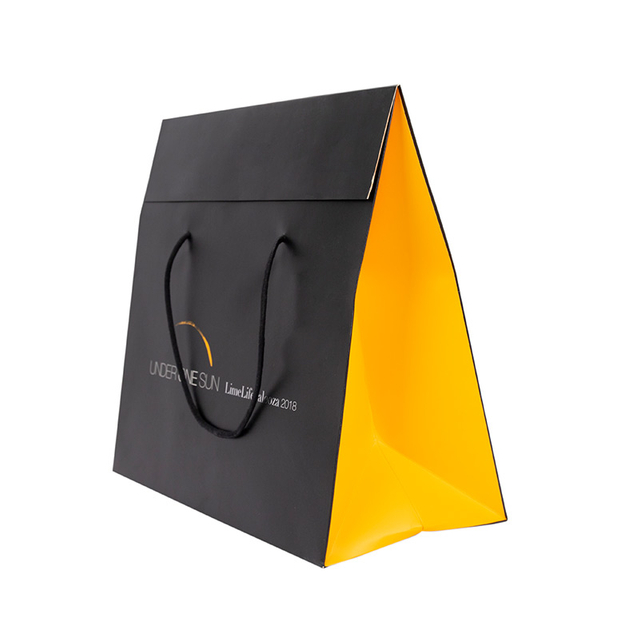 حقيبة ورق الطباعة الفضية الساخنة والأصفر الساخن